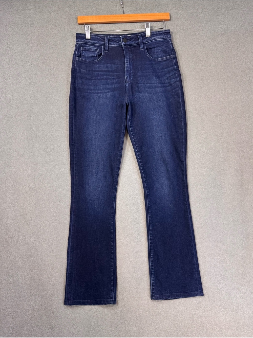 L’AGENCE High Rise Straight Leg Jeans in Bleu Jay, Dark Blue Denim, Size 27